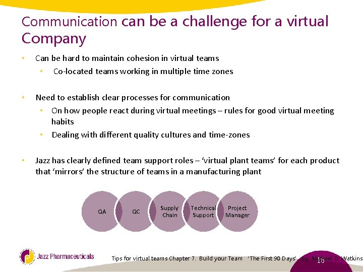 Communication can be a challenge for a virtual Company • Can be hard to