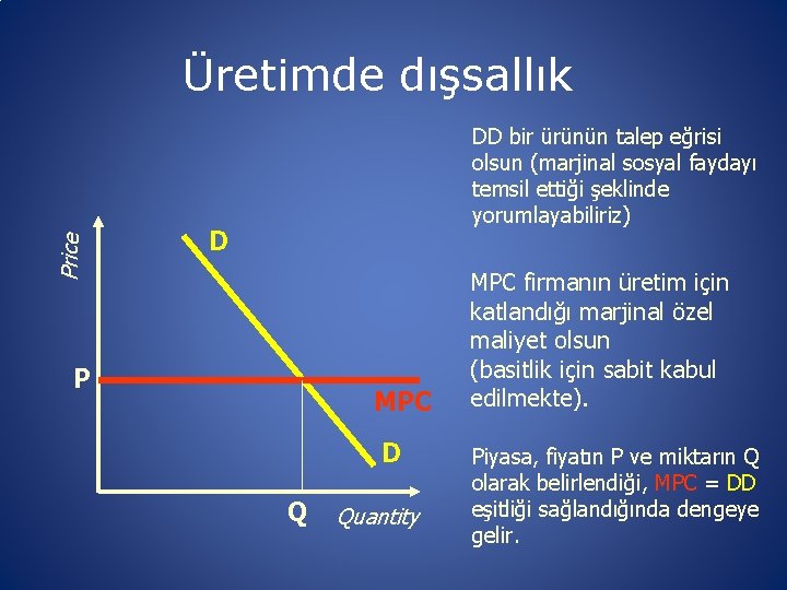 Price Üretimde dışsallık DD bir ürünün talep eğrisi olsun (marjinal sosyal faydayı temsil ettiği