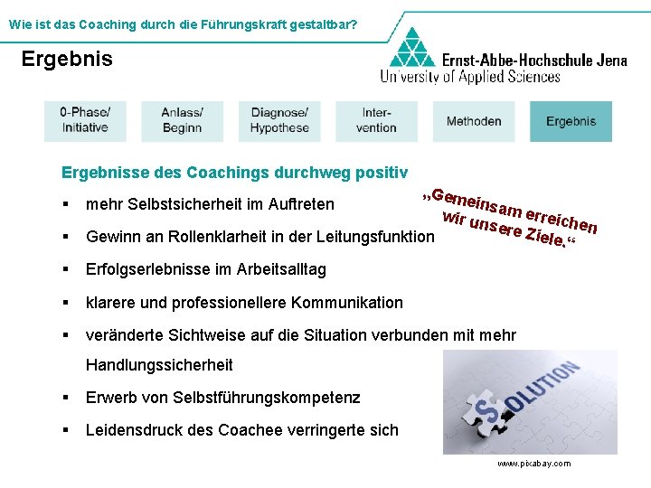 Wie ist das Coaching durch die Führungskraft gestaltbar? Ergebnisse des Coachings durchweg positiv §