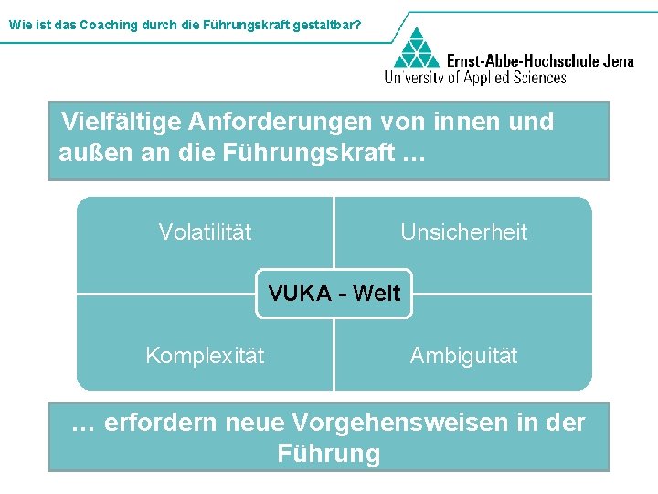 Wie ist das Coaching durch die Führungskraft gestaltbar? Vielfältige Anforderungen von innen und außen