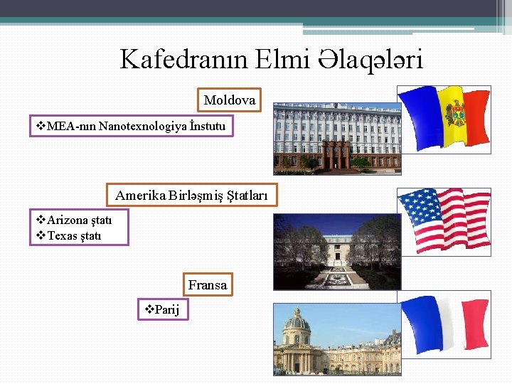 Kafedranın Elmi Əlaqələri Moldova v. MEA-nın Nanotexnologiya İnstutu Amerika Birləşmiş Ştatları v. Arizona ştatı
