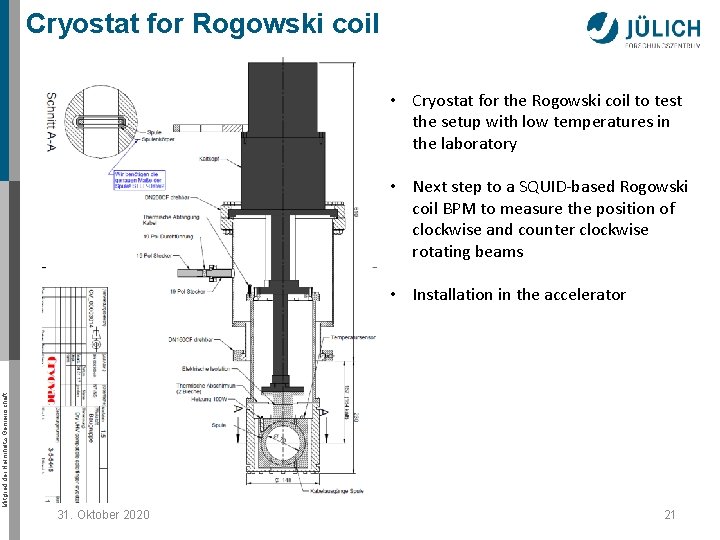 Cryostat for Rogowski coil • Cryostat for the Rogowski coil to test the setup