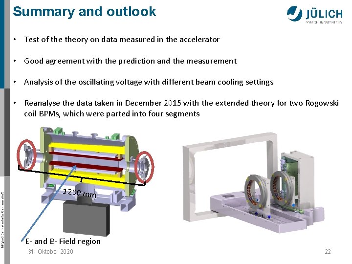 Summary and outlook • Test of theory on data measured in the accelerator •