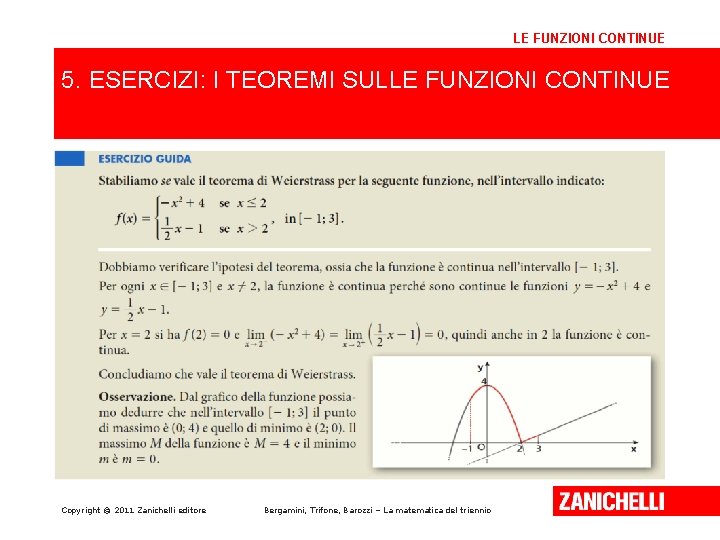 LE FUNZIONI CONTINUE 5. ESERCIZI: I TEOREMI SULLE FUNZIONI CONTINUE Copyright © 2011 Zanichelli
