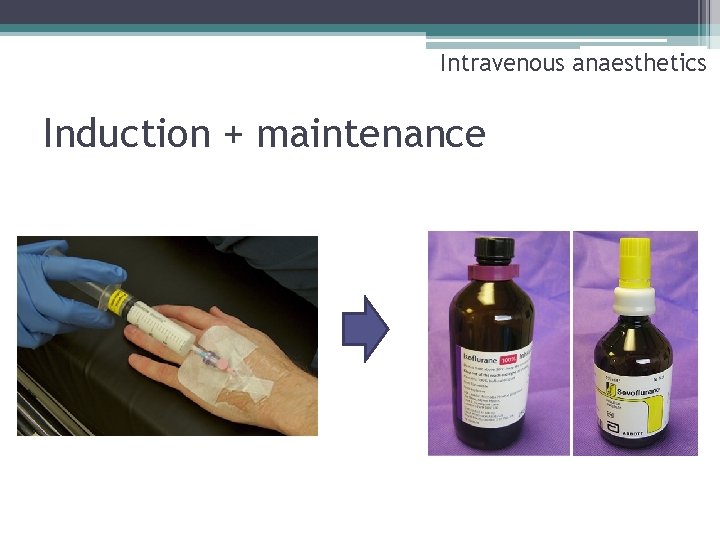Intravenous anaesthetics Induction + maintenance 