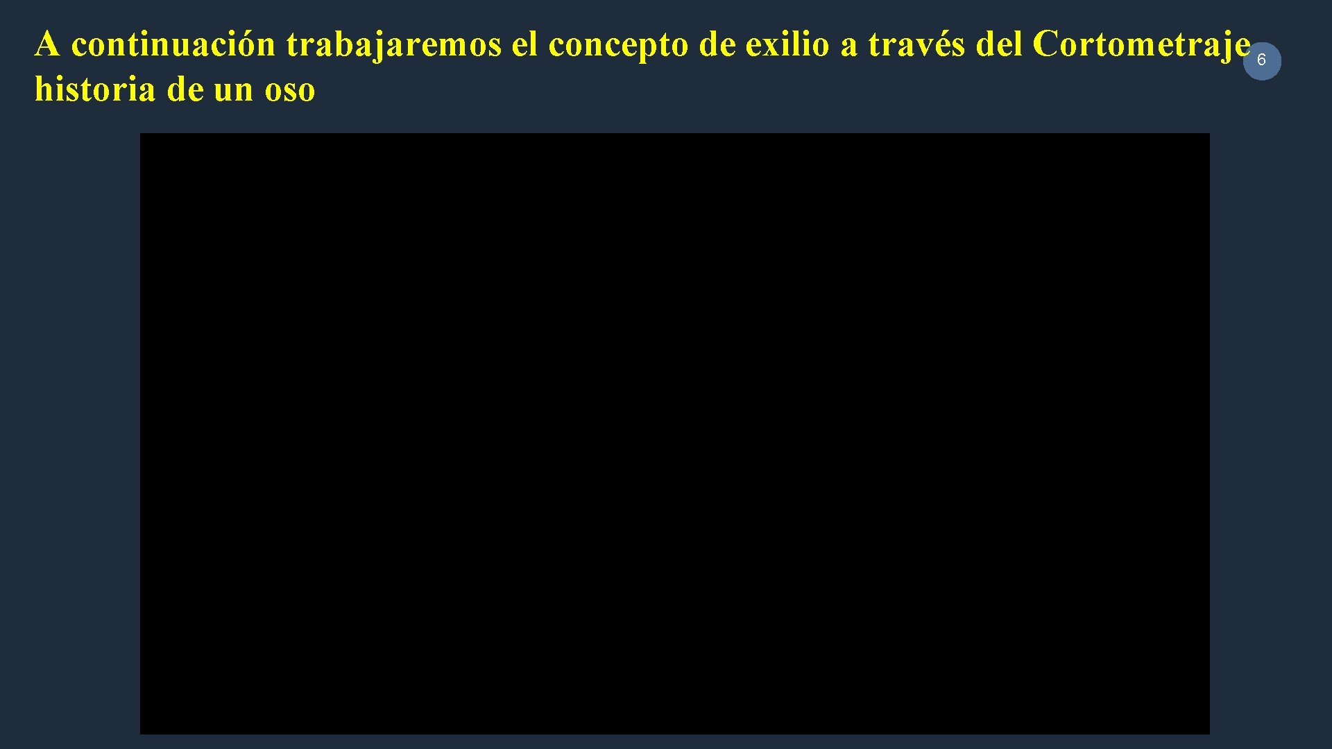 A continuación trabajaremos el concepto de exilio a través del Cortometraje 6 historia de
