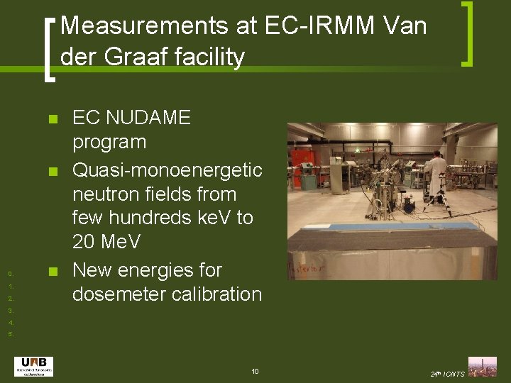 Measurements at EC-IRMM Van der Graaf facility n n 0. 1. 2. n EC