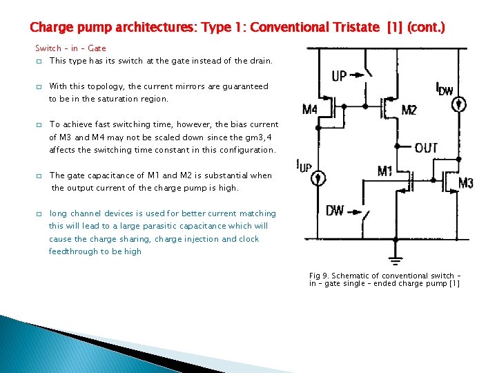 Charge pump architectures: Type 1: Conventional Tristate [1] (cont. ) Switch – in –