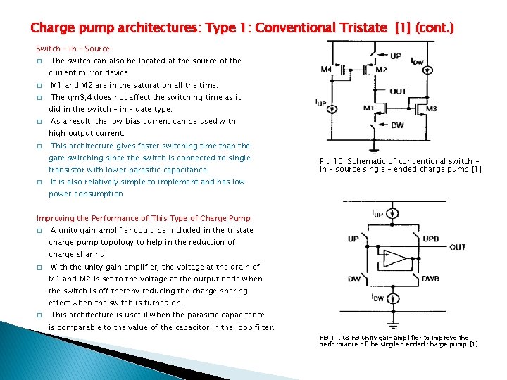 Charge pump architectures: Type 1: Conventional Tristate [1] (cont. ) Switch – in –