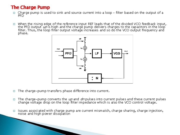 The Charge Pump � � � Charge pump is used to sink and source