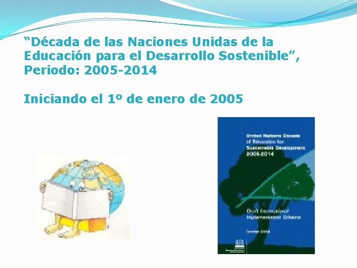 “Década de las Naciones Unidas de la Educación para el Desarrollo Sostenible”, Periodo: 2005