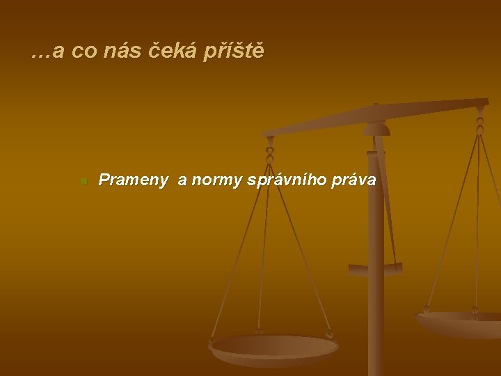 …a co nás čeká příště n Prameny a normy správního práva 