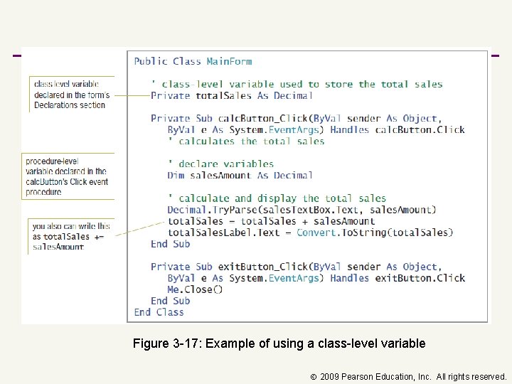 Figure 3 17: Example of using a class level variable 2009 Pearson Education, Inc.