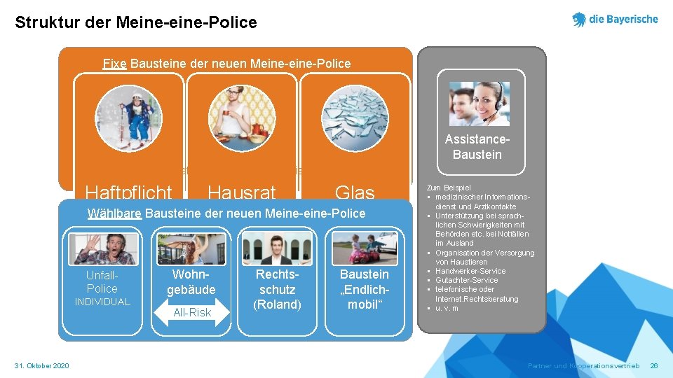 Struktur der Meine-Police Fixe Bausteine der neuen Meine-Police Assistance. Baustein Ihr Top-Wettbewerbsvorteil: All-Risk-Deckung Haftpflicht