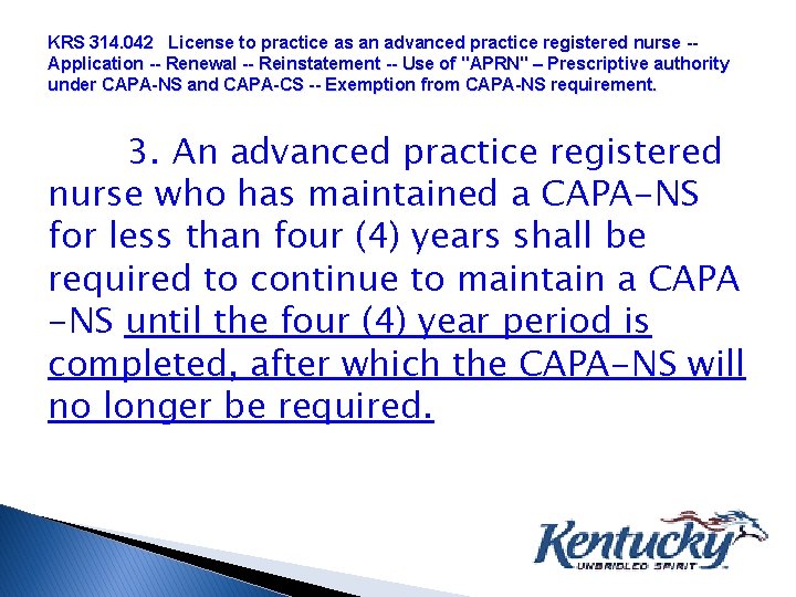 KRS 314. 042 License to practice as an advanced practice registered nurse -Application --