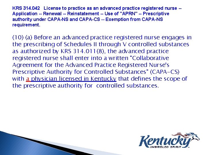 KRS 314. 042 License to practice as an advanced practice registered nurse -Application --