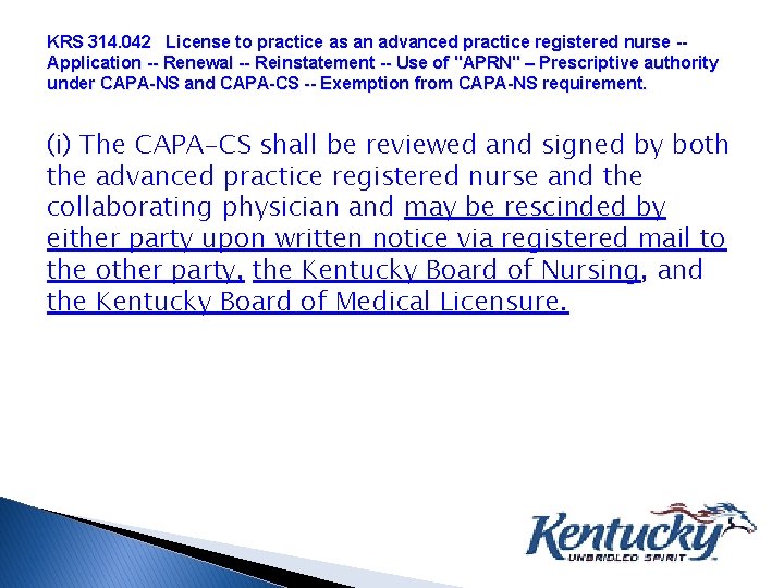 KRS 314. 042 License to practice as an advanced practice registered nurse -Application --