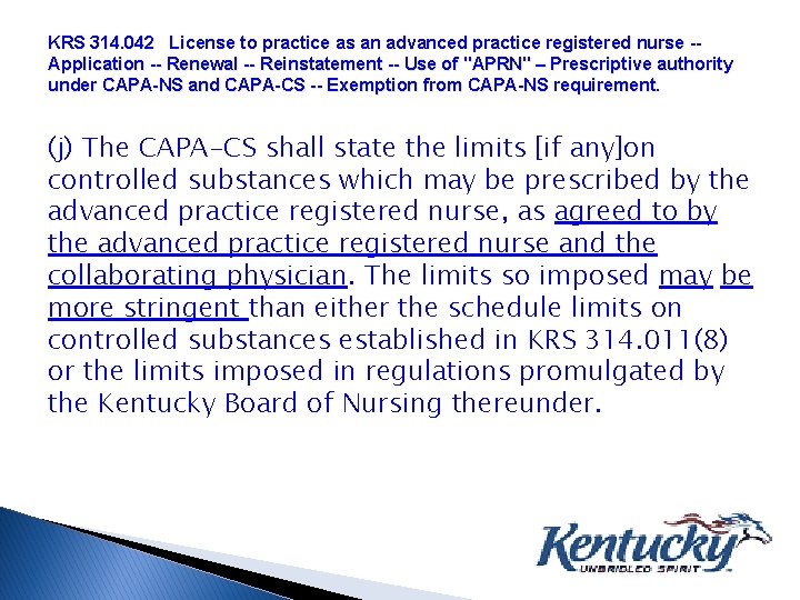 KRS 314. 042 License to practice as an advanced practice registered nurse -Application --