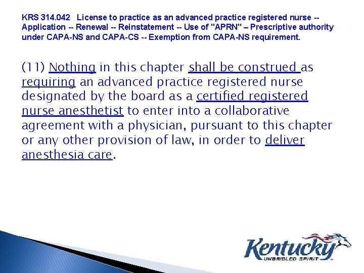 KRS 314. 042 License to practice as an advanced practice registered nurse -Application --