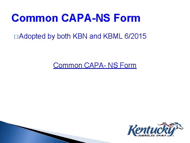 Common CAPA-NS Form � Adopted by both KBN and KBML 6/2015 Common CAPA- NS