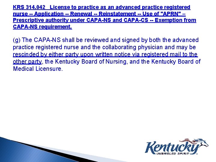KRS 314. 042 License to practice as an advanced practice registered nurse -- Application