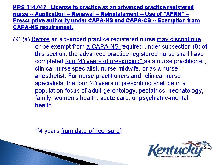 KRS 314. 042 License to practice as an advanced practice registered nurse -- Application