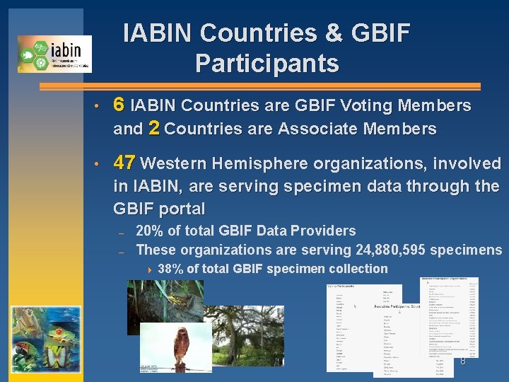 IABIN Countries & GBIF Participants • 6 IABIN Countries are GBIF Voting Members and