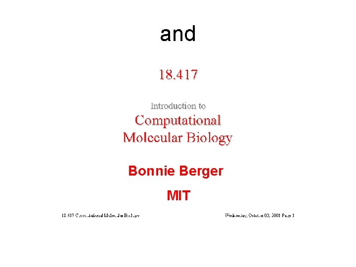 and Bonnie Berger MIT 