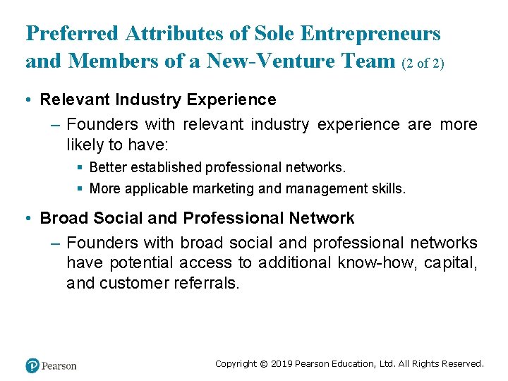 Preferred Attributes of Sole Entrepreneurs and Members of a New-Venture Team (2 of 2)