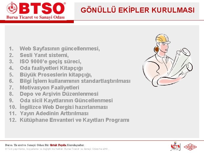 GÖNÜLLÜ EKİPLER KURULMASI 1. 2. 3. 4. 5. 6. 7. 8. 9. 10. 11.