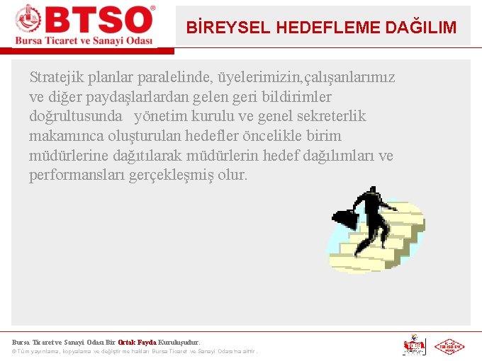 BİREYSEL HEDEFLEME DAĞILIM Stratejik planlar paralelinde, üyelerimizin, çalışanlarımız ve diğer paydaşlarlardan gelen geri bildirimler