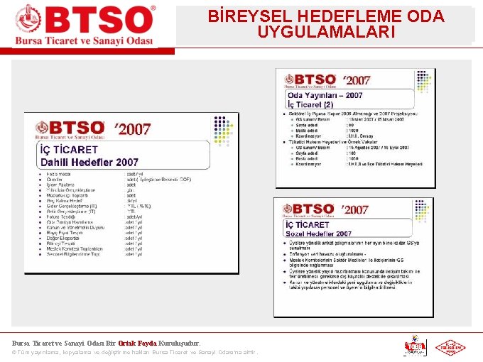 BİREYSEL HEDEFLEME ODA UYGULAMALARI Bursa Ticaret ve Sanayi Odası Bir Ortak Fayda Kuruluşudur. ©