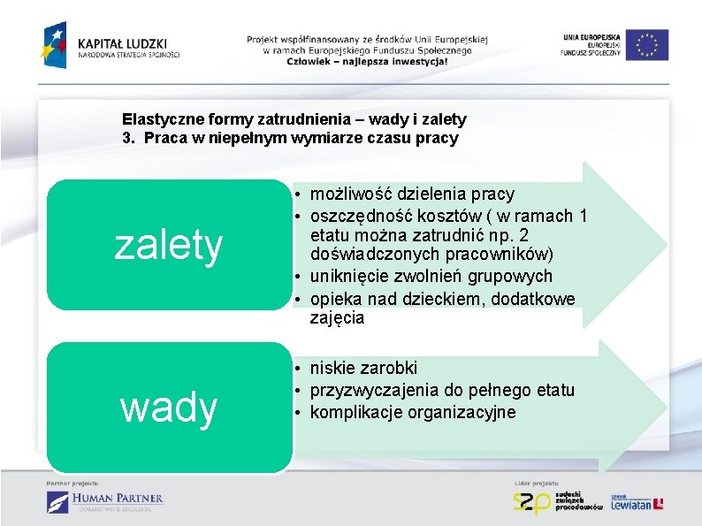 Elastyczne formy zatrudnienia – wady i zalety 3. Praca w niepełnym wymiarze czasu pracy