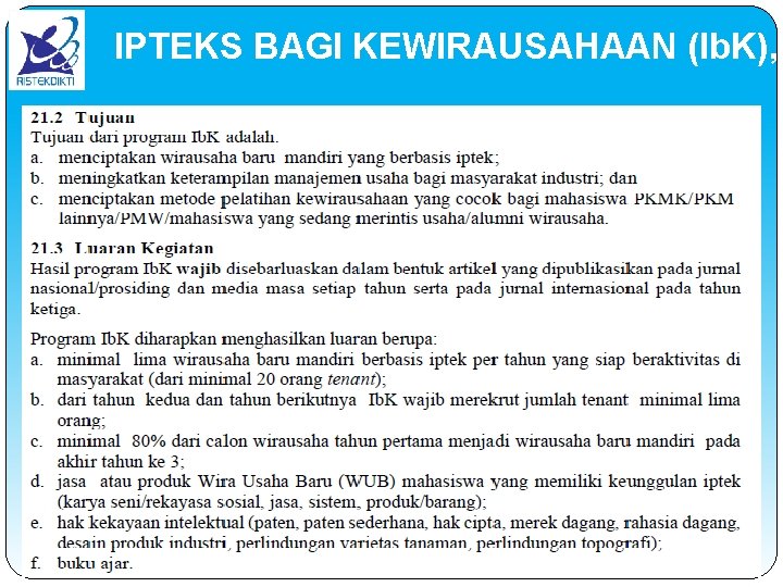 IPTEKS BAGI KEWIRAUSAHAAN (Ib. K), 