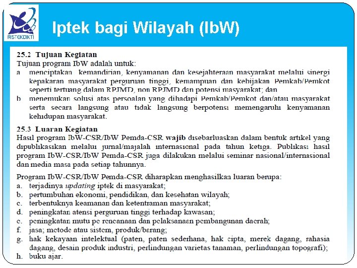 Iptek bagi Wilayah (Ib. W) 