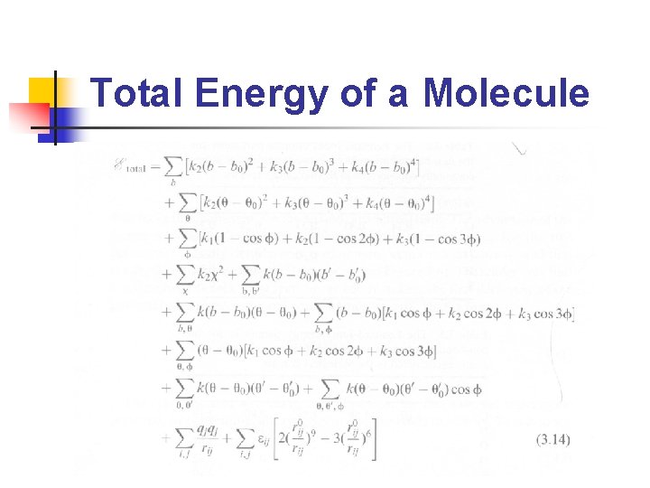 Total Energy of a Molecule 