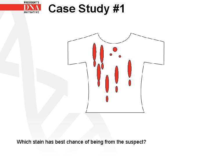 Case Study #1 Which stain has best chance of being from the suspect? 