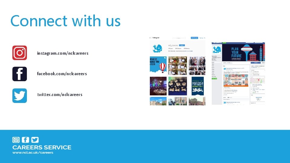 Connect with us instagram. com/nclcareers facebook. com/nclcareers twitter. com/nclcareers 
