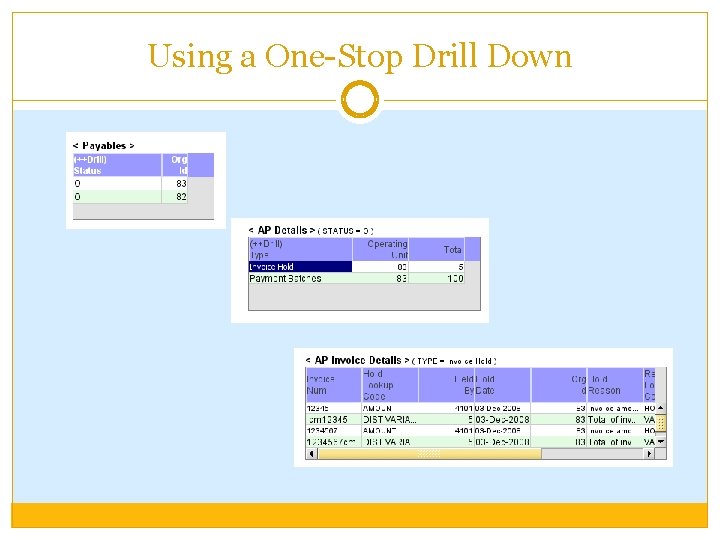 Using a One-Stop Drill Down 