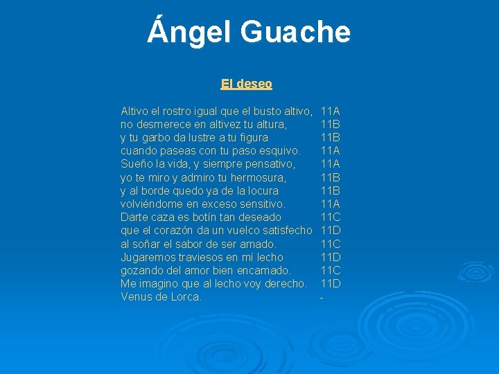 Ángel Guache El deseo Altivo el rostro igual que el busto altivo, no desmerece