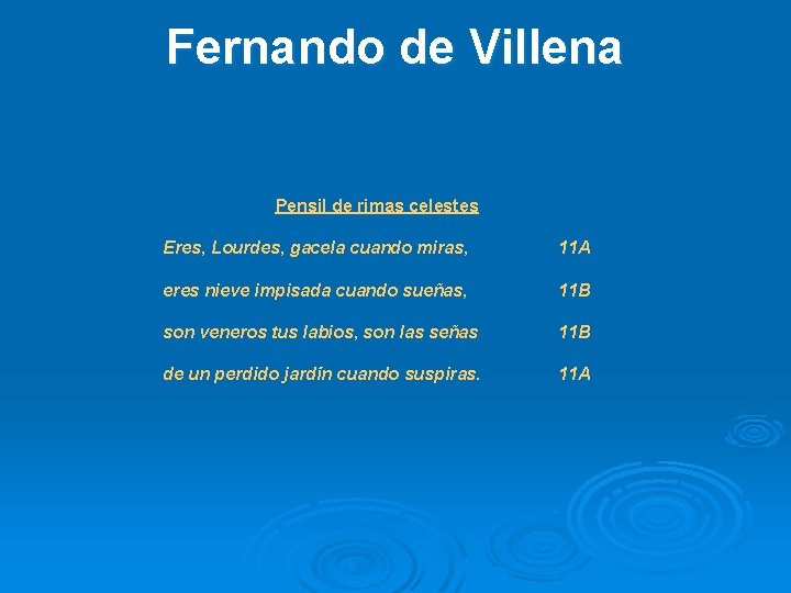 Fernando de Villena Pensil de rimas celestes Eres, Lourdes, gacela cuando miras, 11 A