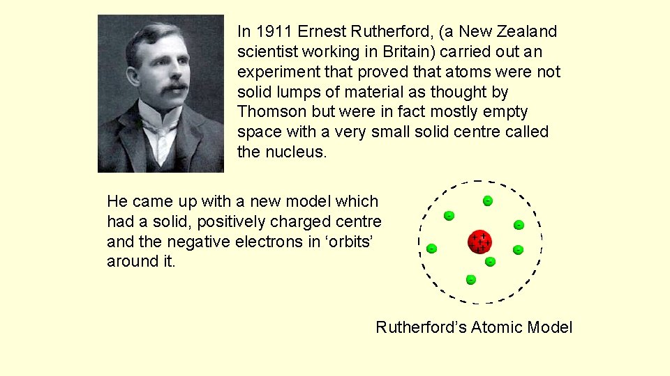In 1911 Ernest Rutherford, (a New Zealand scientist working in Britain) carried out an