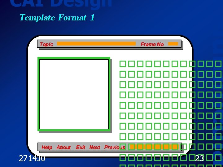 CAI Design Topic Help About 271430 Frame No Exit Next Multimedia Template Format 1