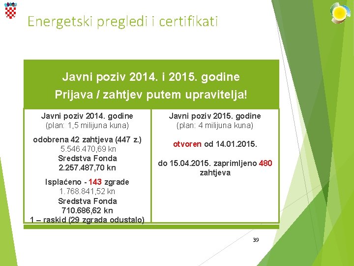 Energetski pregledi i certifikati Javni poziv 2014. i 2015. godine Prijava / zahtjev putem