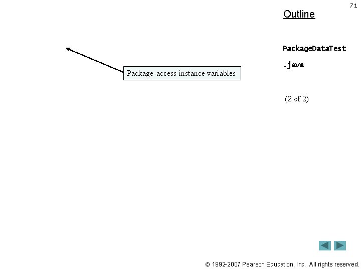 Outline 71 Package. Data. Test. java Package-access instance variables (2 of 2) 1992 -2007