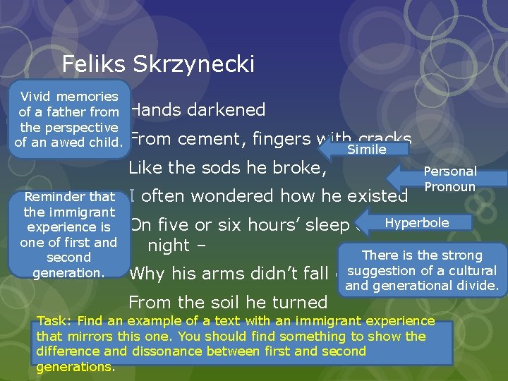 Feliks Skrzynecki Vivid memories of a father from Hands darkened the perspective of an