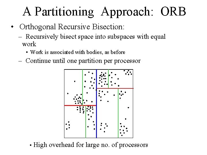 A Partitioning Approach: ORB • Orthogonal Recursive Bisection: – Recursively bisect space into subspaces