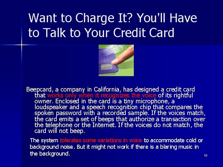 Want to Charge It? You'll Have to Talk to Your Credit Card Beepcard, a