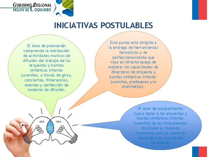 INICIATIVAS POSTULABLES El área de promoción comprende la realización de actividades masivas de difusión