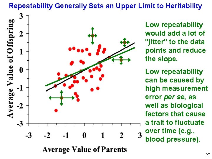 Repeatability Generally Sets an Upper Limit to Heritability Low repeatability would add a lot
